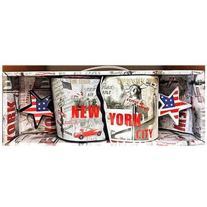 New York City mug set - tribute to New York City red white blue gray